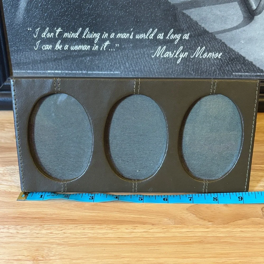 Dark Brown Photo Frame With 3 Openings, Faux Leather